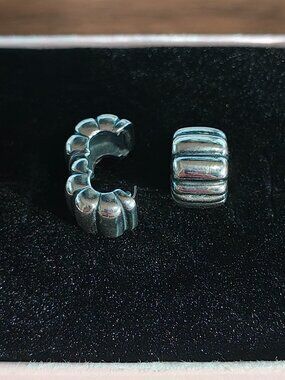 Authentic Pandora Double Bubble Clips – Set of 2 – 790854 Sterling Silver
